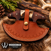 Load image into Gallery viewer, Stagwood Crescent™ Damascus Ulu Knife with Stag Antler &amp; Rosewood Handle