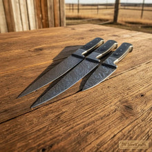 Load image into Gallery viewer, 3 pcs Handmade Damascus Chef Knife Set, Professional Grade Black Micarta Handle Knives