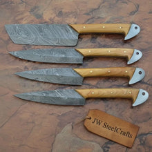 Load image into Gallery viewer, Damascus Kitchen Knife Set of 4 - Hand-Forged Full Tang Blades