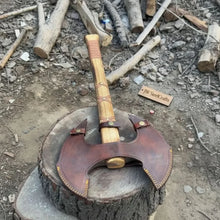 Load image into Gallery viewer, Handcrafted Double-Head Decorative Axe with Wooden Handle – JW SteelCrafts