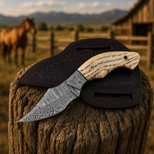 Load image into Gallery viewer, Damascus EDC Cowboy Knife Ashwood Handle