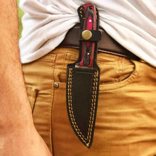 Load image into Gallery viewer, Damascus Steel Fixed Blade Knife – Pink &amp; Blue Pakka Wood Handle | JW SteelCrafts