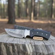 Load image into Gallery viewer, Damascus Skinner Knife Green Black Micarta Handle 3 Inch Blade