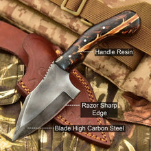 Load image into Gallery viewer, Acid Washed Stainless Steel Hunting Knife – Pinecone Handle | Outdoor &amp; Camping Knife
