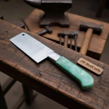 Load image into Gallery viewer, 6-Inch Damascus Chinese Vegetable Cleaver with Green Bone Handle