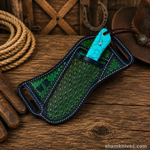 Load image into Gallery viewer, Blue Outlaw Cowboy Hunting Knife – Damascus Steel Turquoise Handle