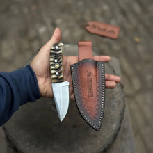 Load image into Gallery viewer, Compact Outdoor Knife – Stainless Steel Blade | Ram Horn or Wengi Wood Handle | JW SteelCrafts