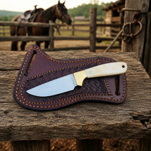Load image into Gallery viewer, Bonecrest D2 Steel Cowboy Skinner Knife – Bone Handle &amp; Leather Sheath