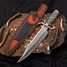 Load image into Gallery viewer, Copper Damascus Alamo Bowie Knife Handmade 12-Inch Musso-Style Collector Blade