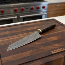 Load image into Gallery viewer, 8” Ladder Pattern Damascus Gyuto Chef Knife with Rosewood Handle &amp; Brass Bolster