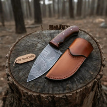 Load image into Gallery viewer, Damascus Skinner Knife 6” Fixed Blade rose wood Handle