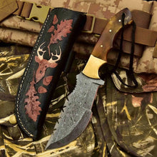 Load image into Gallery viewer, Damascus Steel Tracker Knife – Multiple Handle Colors | JW SteelCrafts