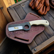 Load image into Gallery viewer, D2 Rasp Steel Bull Cutter Knife Camel Bone Handle
