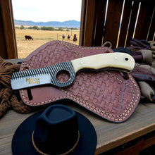 Load image into Gallery viewer, D2 Rasp Steel Bull Cutter Knife Camel Bone Handle
