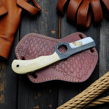 Load image into Gallery viewer, D2 Rasp Steel Bull Cutter Knife Camel Bone Handle