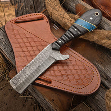 Load image into Gallery viewer, Bull Cutter Knife 1095 Damascus Steel Ranch Knife