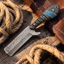 Load image into Gallery viewer, Bull Cutter Knife 1095 Damascus Steel Ranch Knife