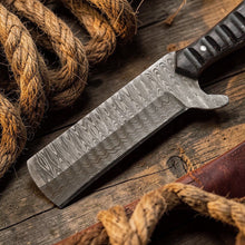 Load image into Gallery viewer, Bull Cutter Knife 1095 Damascus Steel Ranch Knife