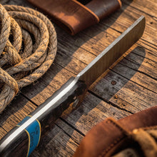 Load image into Gallery viewer, Bull Cutter Knife 1095 Damascus Steel Ranch Knife