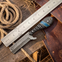 Load image into Gallery viewer, Bull Cutter Knife 1095 Damascus Steel Ranch Knife