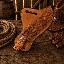 Load image into Gallery viewer, Bullcutter Knife Rasp Steel Blade Turquoise Handle Leather