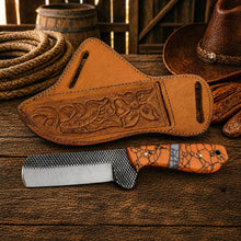 Load image into Gallery viewer, Bullcutter Knife Rasp Steel Blade Turquoise Handle Leather