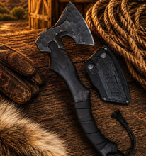 Load image into Gallery viewer, Bushcraft Hatchet D2 Steel Axe with Ash Wood Handle &amp; Sheath