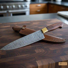 Load image into Gallery viewer, Gyuto Chef Knife 8" Rosewood Handle – Twisted Damascus Steel Blade