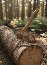 Load image into Gallery viewer, Camping Axe Damascus Steel 20 Inch Rosewood Handle with Leather Sheath