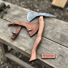 Load image into Gallery viewer, Camping Axe Damascus Steel 20 Inch Rosewood Handle with Leather Sheath