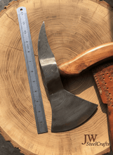 Load image into Gallery viewer, Camping Axe Damascus Steel 20 Inch Rosewood Handle with Leather Sheath