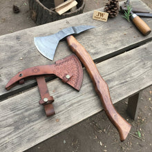 Load image into Gallery viewer, Camping Axe Damascus Steel 20 Inch Rosewood Handle with Leather Sheath