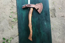 Load image into Gallery viewer, Camping Axe Damascus Steel 20 Inch Rosewood Handle with Leather Sheath