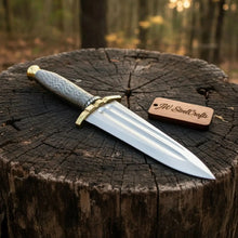 Load image into Gallery viewer, Handmade Carbon Steel Dagger Knife with Mirror Polished Blade