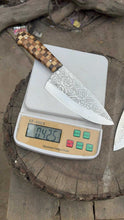 Load image into Gallery viewer, Chef Knife with Acid-Etched Blade – Red Micarta or Checker Wood Handle
