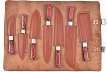 Load image into Gallery viewer, 7-Piece Damascus Kitchen Knife Set - Complete Essential Blade Collection with Leather Roll