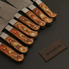 Load image into Gallery viewer, HANDMADE Damascus steel Blades kitchen knife chef knife 7 piece set