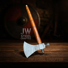 Load image into Gallery viewer, Collectible Artisan Pipe Axe in Damascus Steel with Hardwood Handle