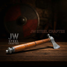 Load image into Gallery viewer, Collectible Artisan Pipe Axe in Damascus Steel with Hardwood Handle