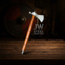 Load image into Gallery viewer, Collectible Artisan Pipe Axe in Damascus Steel with Hardwood Handle