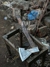 Load image into Gallery viewer, Collectible Norse-style Three-Axe Set with Intricate Engravings and Sculpted Wooden Handles