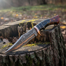 Load image into Gallery viewer, Copper Damascus Bowie Knife Handmade Copper Guard