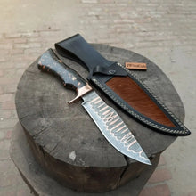 Load image into Gallery viewer, Custom Handmade Copper Damascus Sub-Hilt Fighter Bowie with Resin Handle