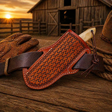 Load image into Gallery viewer, Cowboy Belt Knife – 3.5" Damascus Steel Blade &amp; Bone Handle