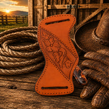 Load image into Gallery viewer, Copper Damascus Western Belt Knife – 3” Blade Epoxy Handle
