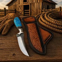 Load image into Gallery viewer, Cowboy Belt Knife – Rasp Tool Steel &amp; Turquoise Handle