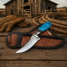 Load image into Gallery viewer, Cowboy Belt Knife – Rasp Tool Steel &amp; Turquoise Handle