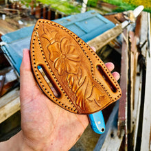 Load image into Gallery viewer, Cowboy Hunting Knife Damascus Steel Marble Handle
