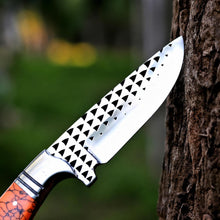 Load image into Gallery viewer, Cowboy Hunting Knife Rasp D2 Steel Turquoise Handle