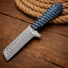 Load image into Gallery viewer, Cowboy Knife Damascus Steel Bullcutter with Pancake Sheath